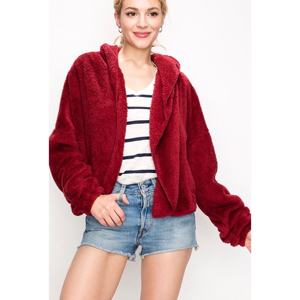 🆕Dezi Taupe Teddy Faux Fur Plush Cardigan Jacket - Picture 5 of 8